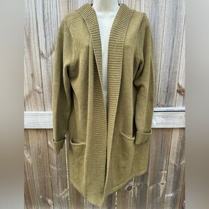 Tahari Olive Green Hooded Cardigan Sweater - 1X
